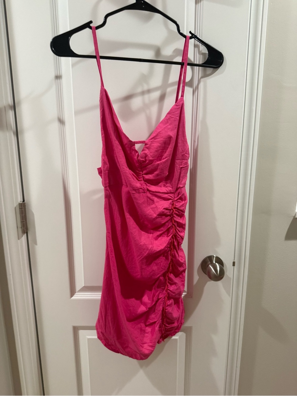 Zara Hot Pink Ruched Mini Dress - Picture 2 of 5